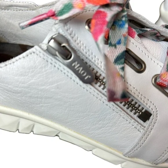 NAOT Eliot’s Top Quality White Leather Lace Up Side Zip Slip Sneakers - Picture 3 of 16